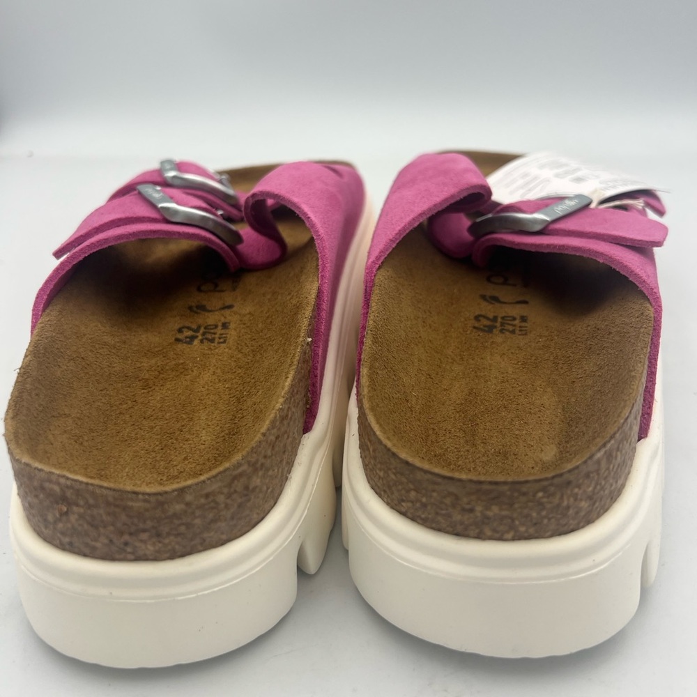 Papillio Birkenstock Arizona BigBuckle Fuschia Suede Platform Sandal SZ EU42 NEW - Picture 6 of 15